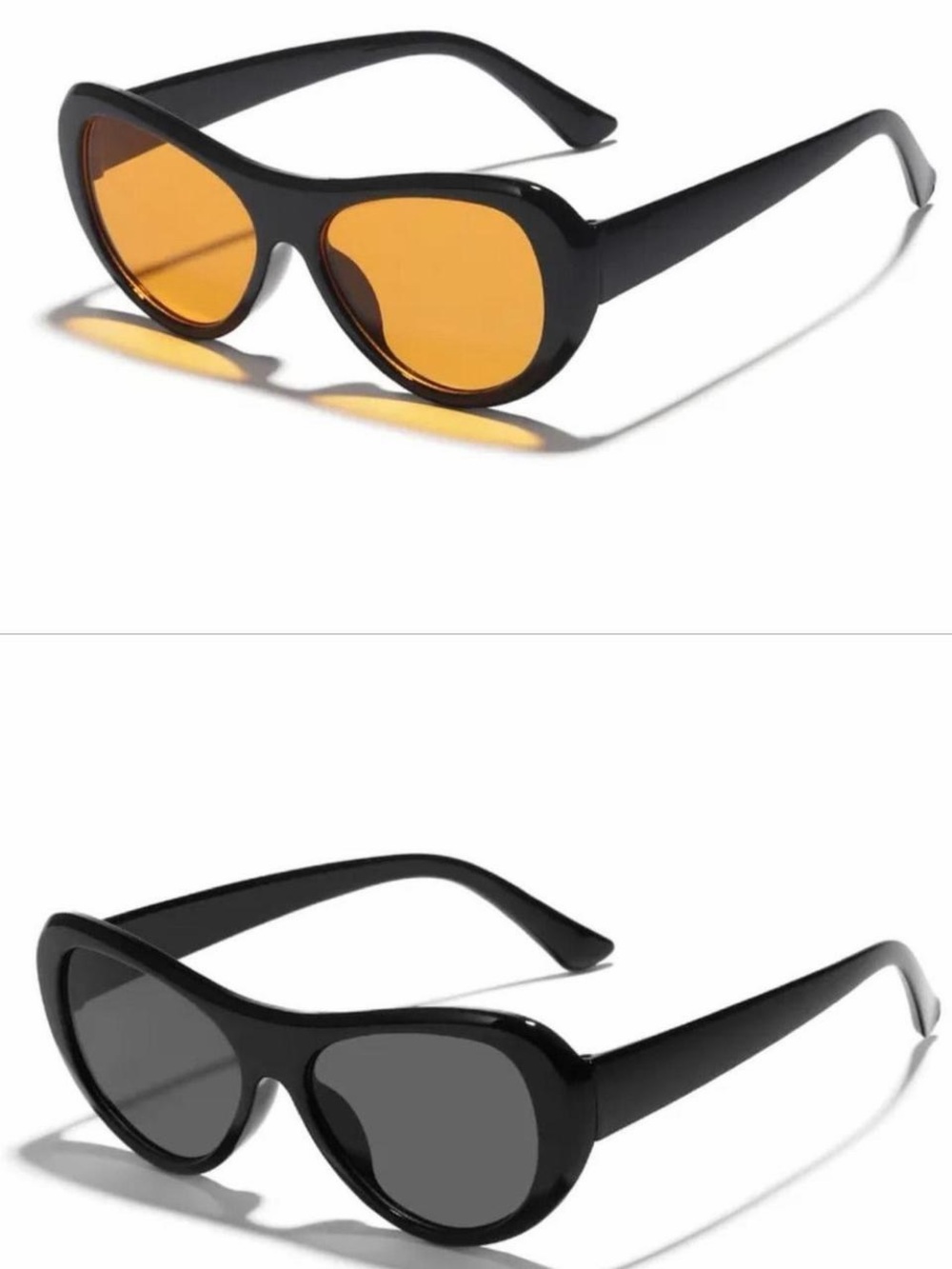 Black Frame Sunglasses with Amber and Gray Lenses